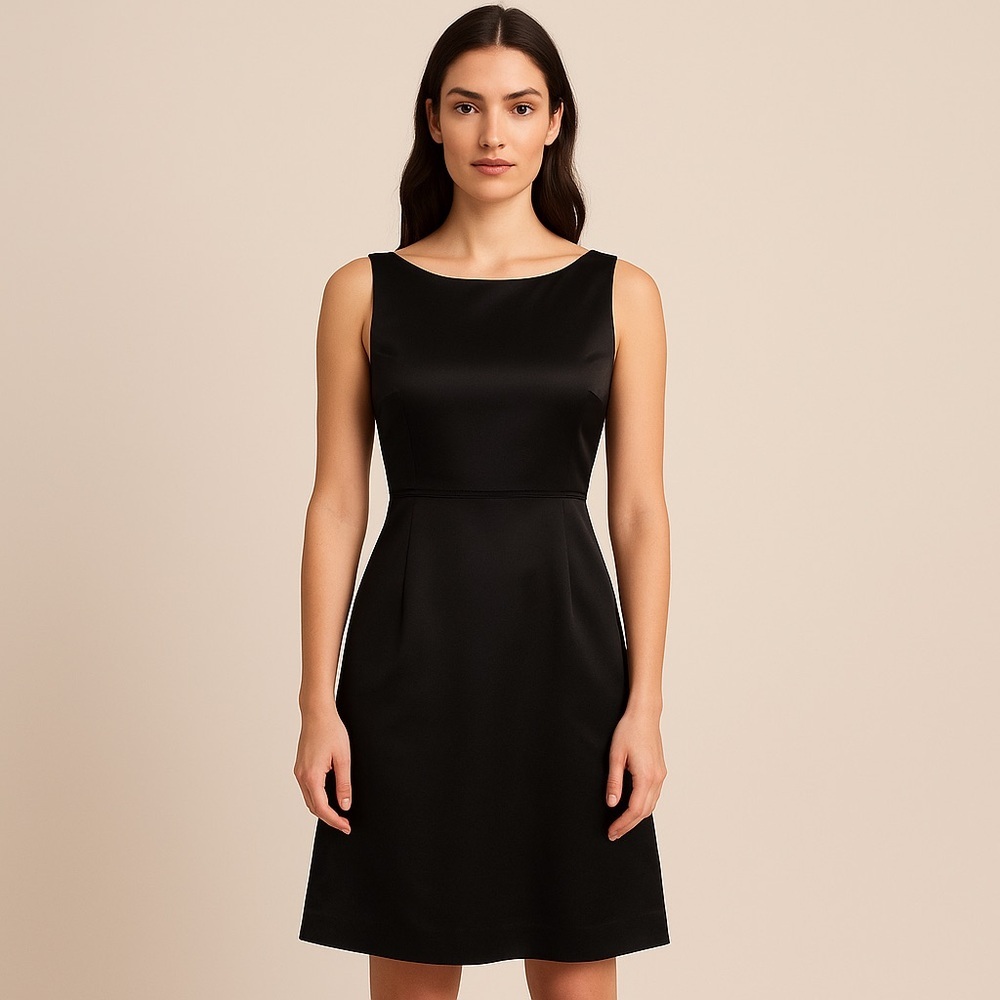 Y2K Tahari Black Satin Open Back Cocktail Dress